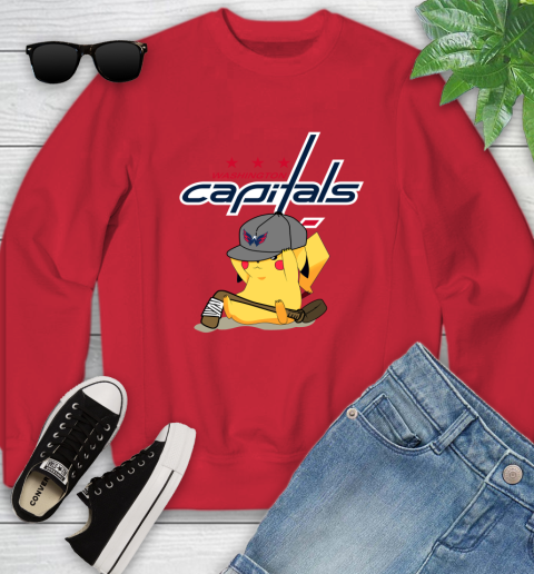 NHL Pikachu Hockey Sports Washington Capitals Youth Sweatshirt 9