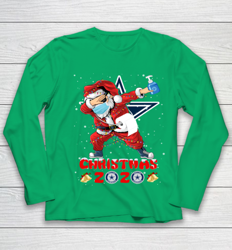 Dallas Cowboys Funny Santa Claus Dabbing Christmas 2020 NFL Youth Long Sleeve 4