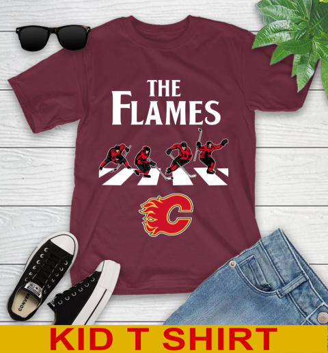 NHL Hockey Calgary Flames The Beatles Rock Band Shirt Youth T-Shirt 5
