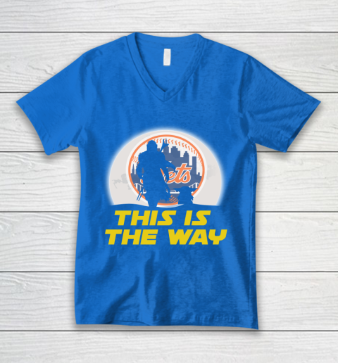 New York Mets MLB Baseball Star Wars Yoda And Mandalorian This Is The Way V-Neck T-Shirt 5