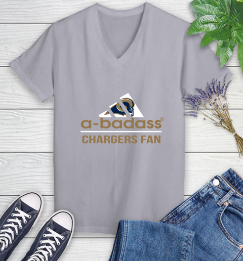 Los Angeles Rams NFL Football A Badass Adidas Adoring Fan Sports Women's V-Neck T-Shirt 4