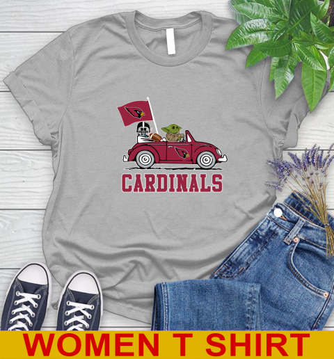 NFL Football Arizona CardinalsDarth Vader Baby Yoda Driving Star Wars Shirt Women's T-Shirt 5