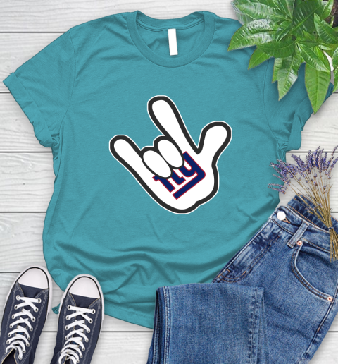New York Giants NFL Football Mickey Rock Hand Disney Women's T-Shirt 12