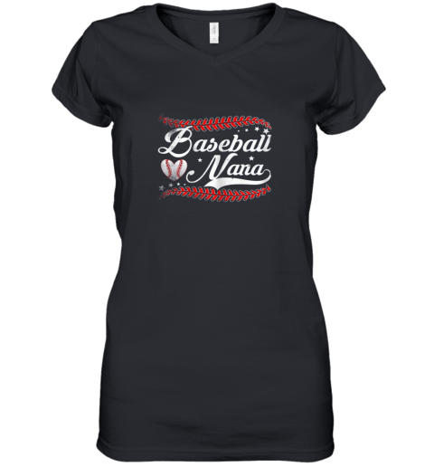 Baseball Nana Shirt Baseball Grandma Gift Shirt Mothers Day Women's V-Neck T-Shirt