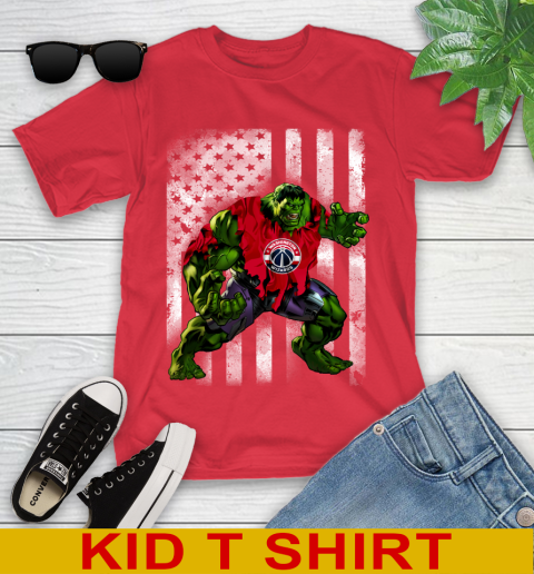 Washington Wizards Hulk Marvel Avengers NBA Basketball American Flag Youth T-Shirt 11