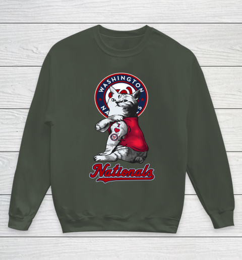 MLB Baseball My Cat Loves Washington Nationals Youth Sweatshirt 8