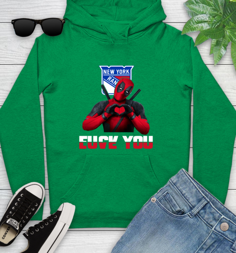 NHL New York Rangers Deadpool Love You Fuck You Hockey Sports Youth Hoodie 9