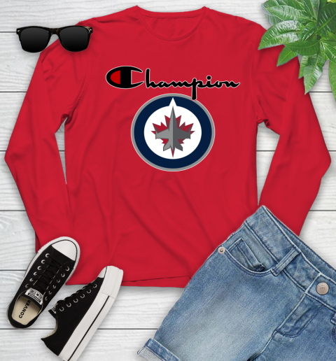 NHL Hockey Winnipeg Jets Champion Shirt Youth Long Sleeve 9