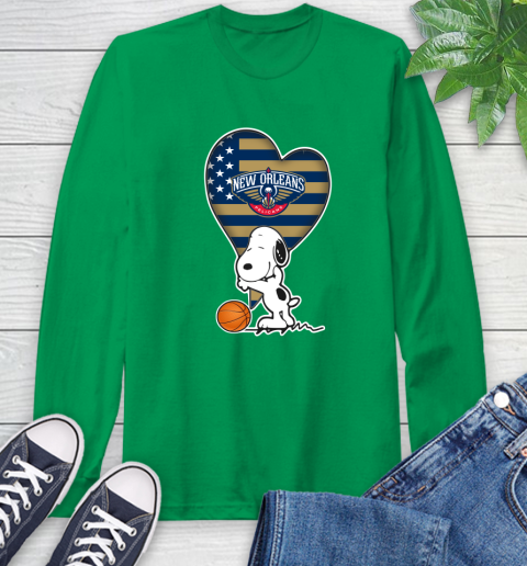 New Orleans Pelicans NBA Basketball The Peanuts Movie Adorable Snoopy Long Sleeve T-Shirt 7