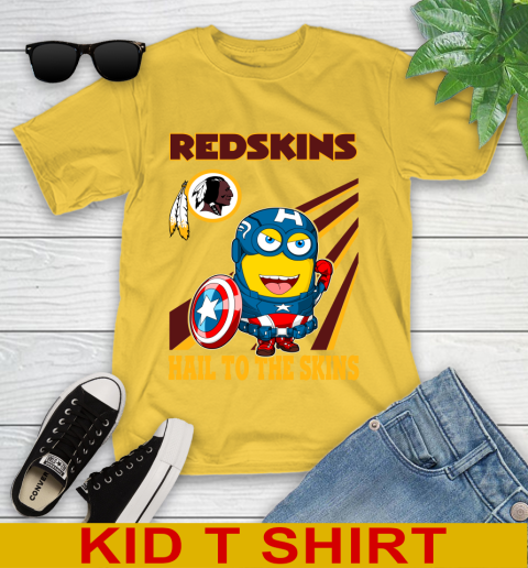 NFL Football Washington Redskins Captain America Marvel Avengers Minion Hail To The Skín Shirt Youth T-Shirt 9