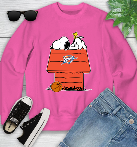 Oklahoma City Thunder NBA Basketball Snoopy Woodstock The Peanuts Movie Youth Sweatshirt 7