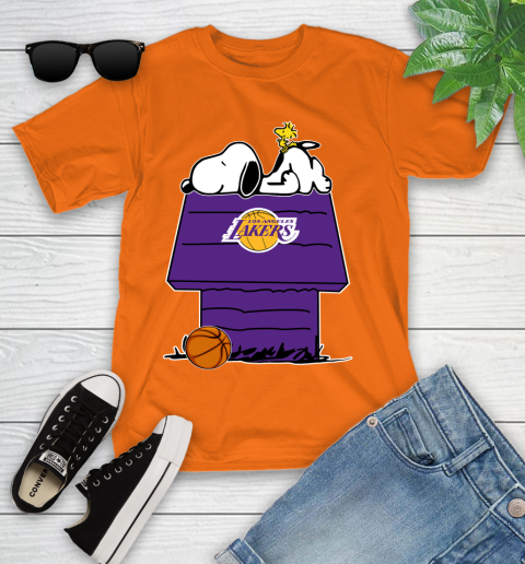 Los Angeles Lakers NBA Basketball Snoopy Woodstock The Peanuts Movie Youth T-Shirt 7