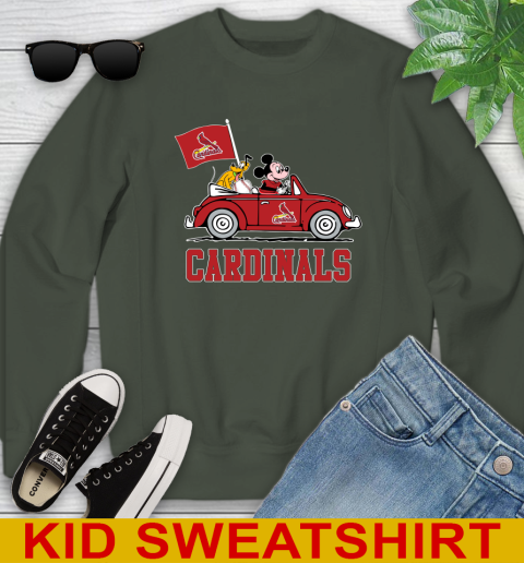 MLB Baseball St.Louis Cardinals Pluto Mickey Driving Disney Shirt Youth Sweatshirt 9
