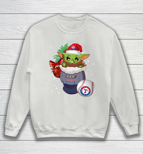 Texas Rangers Christmas Baby Yoda Star Wars Funny Happy MLB Sweatshirt 5