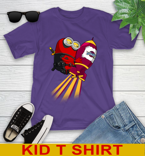 NBA Basketball Cleveland Cavaliers Deadpool Minion Marvel Shirt Youth T-Shirt 3