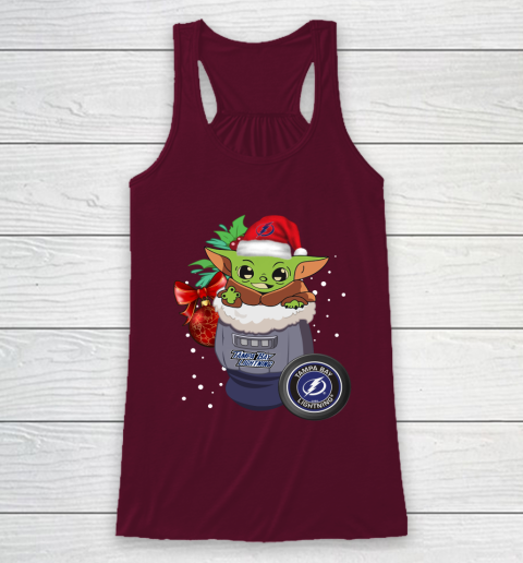 Tampa Bay Lightning Christmas Baby Yoda Star Wars Funny Happy NHL Racerback Tank 3