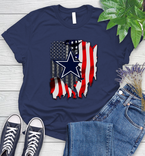 Dallas Cowboys NFL Football American Flag Women's T-Shirt 14