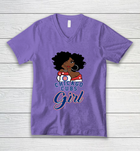 Chicago Cubs Girl MLB V-Neck T-Shirt - Image 10