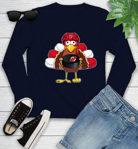 New Jersey Devils Turkey Thanksgiving Day Youth Long Sleeve 3