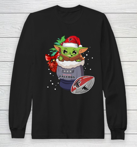 Atlanta Falcons Christmas Baby Yoda Star Wars Funny Happy NFL Long Sleeve T-Shirt
