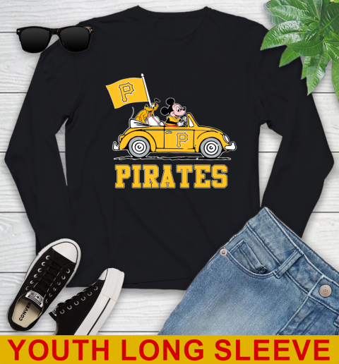 MLB Baseball Pittsburgh Pirates Pluto Mickey Driving Disney Shirt Youth Long Sleeve 2