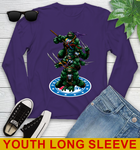 NBA Basketball Philadelphia 76ers Teenage Mutant Ninja Turtles Shirt Youth Long Sleeve 5