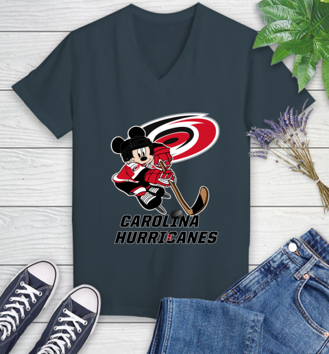 NHL Carolina Hurricanes Mickey Mouse Disney Hockey T Shirt Women's V-Neck T-Shirt 8
