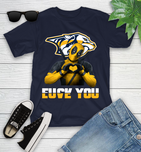 NHL Nashville Predators Deadpool Love You Fuck You Hockey Sports Youth T-Shirt 2