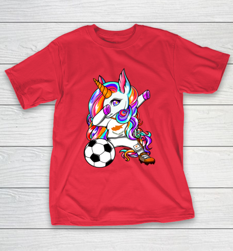 Dabbing Unicorn Cyprus Soccer Fans Jersey Cypriot Football T-Shirt 22