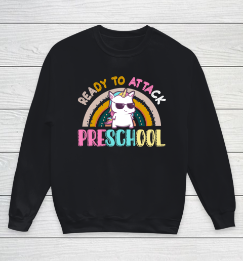 Back to school shirt Ready To Attack PreSchool Unicorn Youth Sweatshirt
