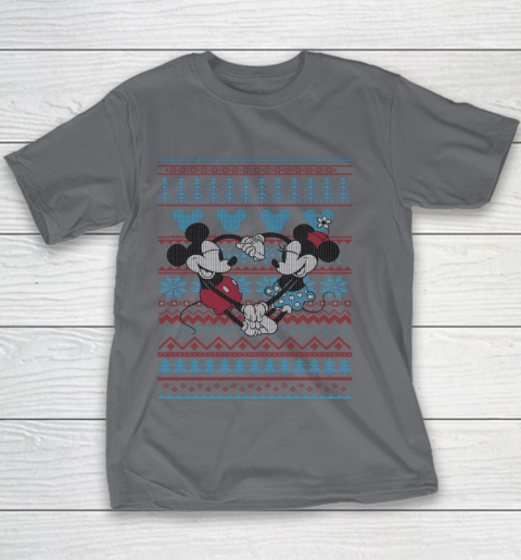 Disney Mickey And Minnie Mouse Christmas Ugly Sweater Style Youth T-Shirt 5