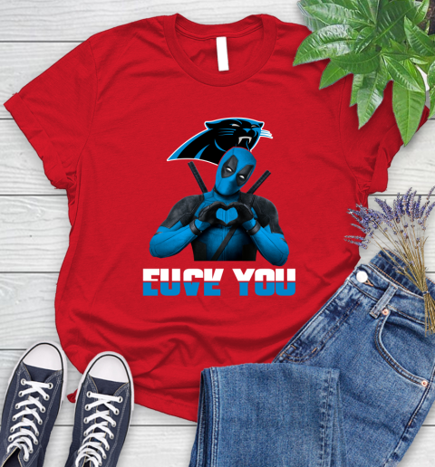 NHL Carolina Panthers Deadpool Love You Fuck You Football Sports Women's T-Shirt 13