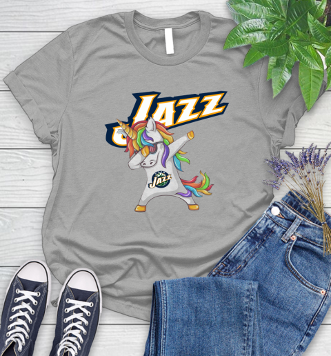 Utah Jazz NBA Basketball Funny Unicorn Dabbing Sports Women's T-Shirt 10