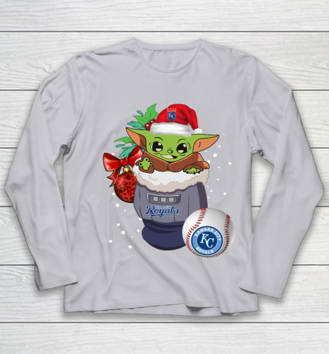 Kansas City Royals Christmas Baby Yoda Star Wars Funny Happy MLB Youth Long Sleeve 5
