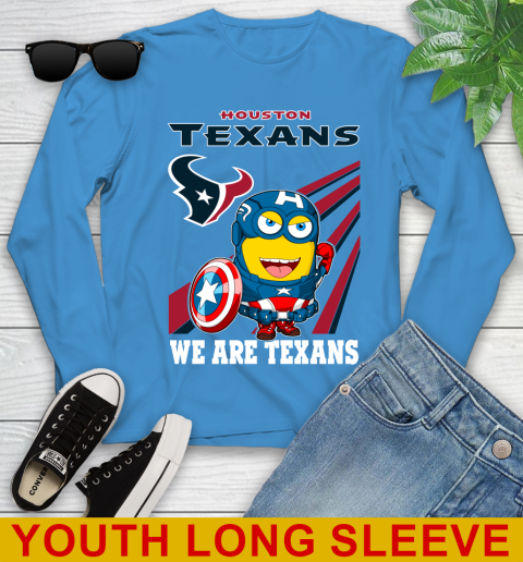 NFL Football Houston Texans Captain America Marvel Avengers Minion Shirt Youth Long Sleeve 8