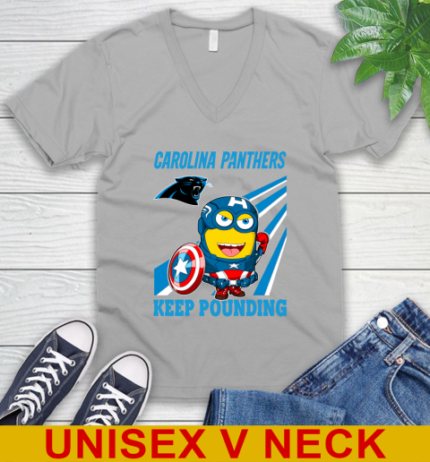 NFL Football Carolina Panthers Captain America Marvel Avengers Minion Shirt V-Neck T-Shirt 3