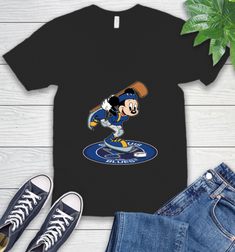 NHL Hockey St.Louis Blues Cheerful Mickey Disney Shirt V-Neck T-Shirt