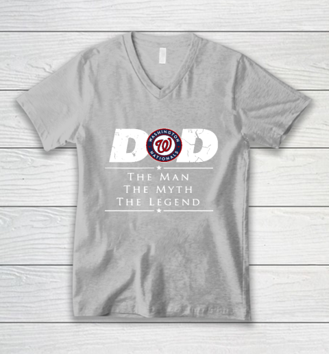 Washington Nationals MLB Baseball Dad The Man The Myth The Legend V-Neck T-Shirt 3