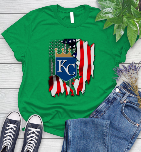 Kansas City Royals MLB Baseball American Flag Women's T-Shirt 9