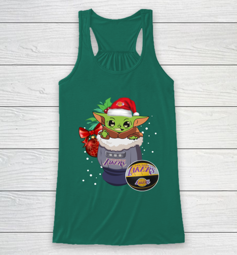Los Angeles Lakers Christmas Baby Yoda Star Wars Funny Happy NBA Racerback Tank 6