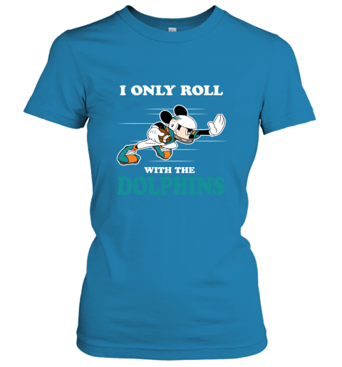 NFL Mickey Mouse I Only Roll With Miami Dolphins Women's T-Shirt 