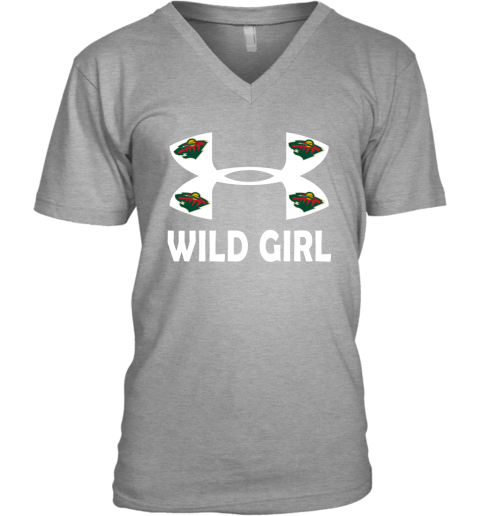 NHL Minnesota Wild Girl Under Armour Hockey Sports jDR67npOERW v neck unisex 8 95 151514 front sport grey
