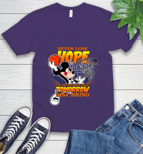 New Orleans Pelicans NBA Basketball Mickey Disney Never Lose Hope V-Neck T-Shirt 9