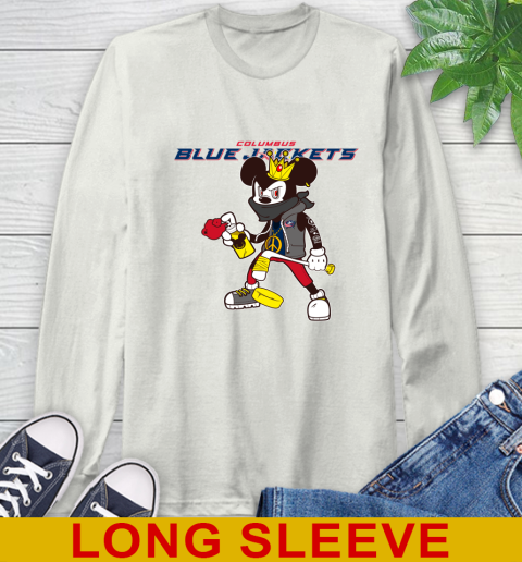 Columbus Blue Jackets NHL Hockey Mickey Peace Sign Sports Long Sleeve T-Shirt 12