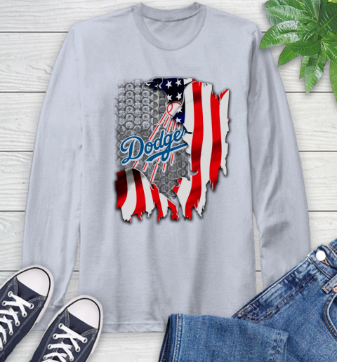 Los Angeles Dodgers MLB Baseball American Flag Long Sleeve T-Shirt 6