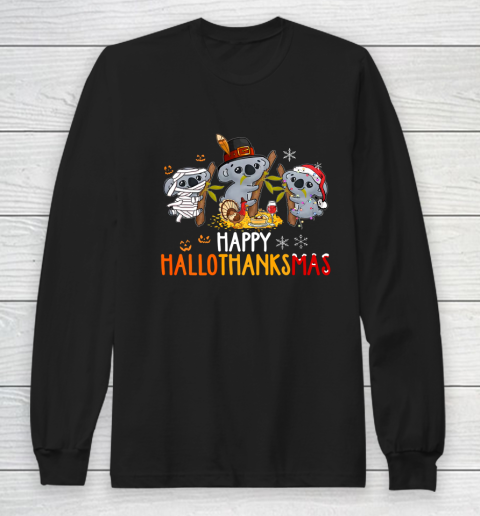 Koala Halloween And Merry Christmas Happy Hallothanksmas Long Sleeve T-Shirt
