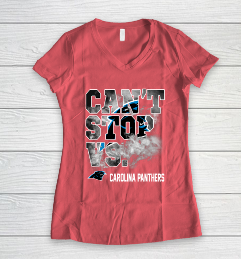 NFL Carolina Panthers Can't Stop Vs Women's V-Neck T-Shirt 4