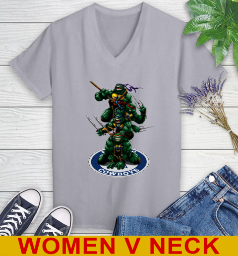 NFL Football Dallas Cowboys Teenage Mutant Ninja Turtles Shirt Women's V-Neck T-Shirt 5