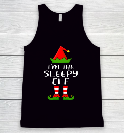 Funny Family Christmas Shirts I'm The Sleepy Elf Christmas Tank Top