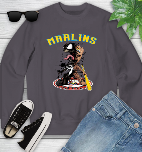 MLB Miami Marlins Baseball Venom Groot Guardians Of The Galaxy Youth Sweatshirt 6